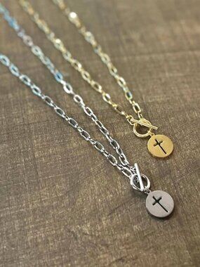 Oh How I Love Him - GOLD Stainless Steel Toggle Cross Necklace